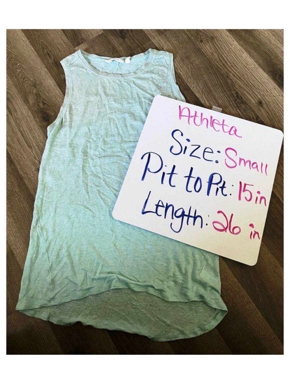 ATHLETA Blue Shimmer Linen Active Tank Top - Picture 6 of 6